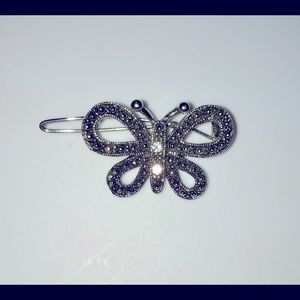 ✨Dark chrome gray black silver butterfly hair clip